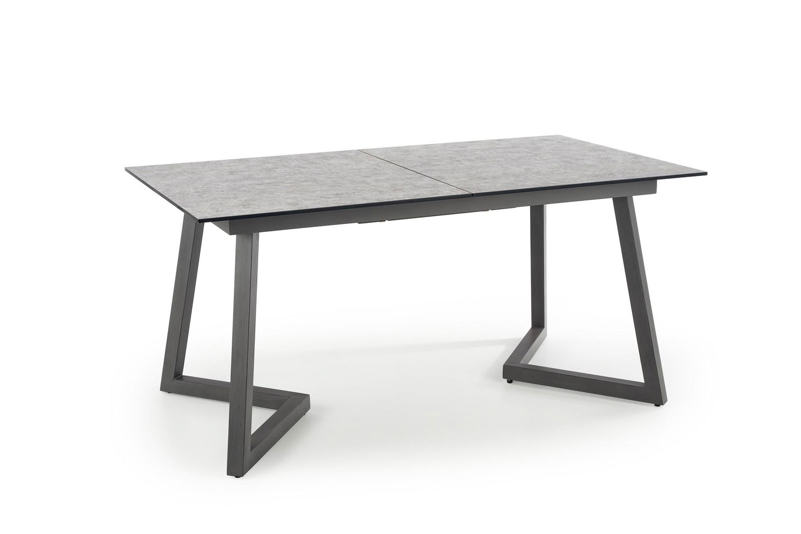 Masa extensibila din sticla, MDF si metal, Tyzenna Gri Deschis / Gri Inchis, L160-210xl90xH76 cm