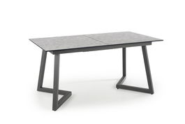 Masa extensibila din sticla, MDF si metal, Tyzenna Gri Deschis / Gri Inchis, L160-210xl90xH76 cm