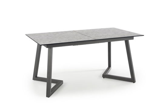 Masa extensibila din sticla, MDF si metal, Tyzenna Gri Deschis / Gri Inchis, L160-210xl90xH76 cm