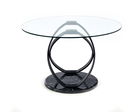 Masa rotunda din sticla, MDF si metal, Optio Transparent / Negru, Ø122xH77 cm