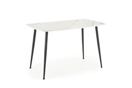 Masa din sticla, MDF si metal, Marciano Alb / Negru, L120xl70xH65 cm