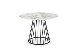 Masa rotunda din MDF si metal, Broderick Alb / Negru, Ø110xH75 cm