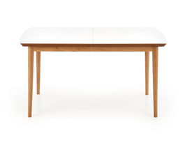 Masa extensibila din MDF si lemn, Brayden Alb / Stejar Lefkas, L140-185xl80xH75 cm