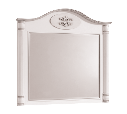 Oglinda decorativa cu rama din pal, pentru copii si tineret, Romantic Alb, l90xH88 cm
