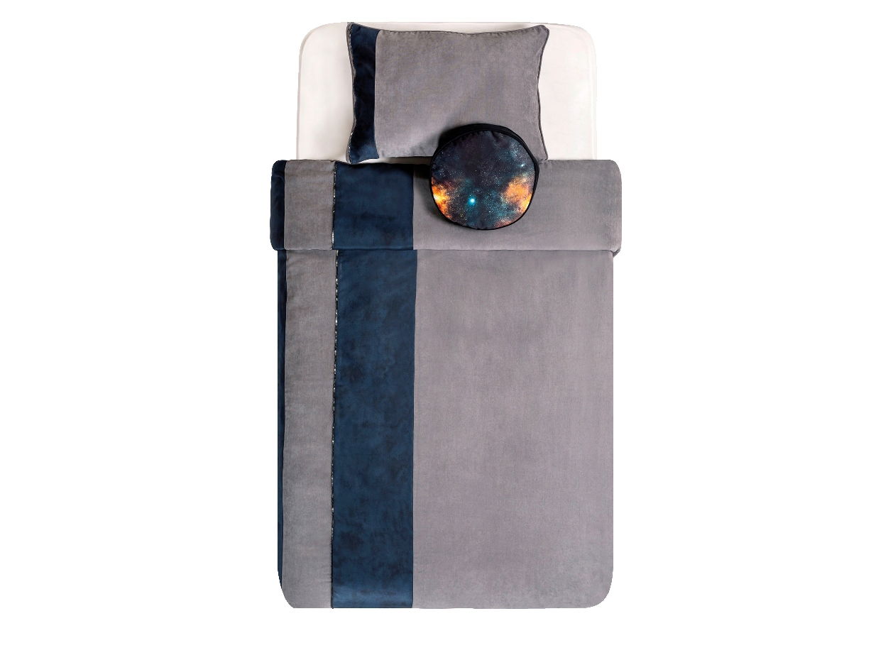 Set cuvertura pat copii si 1 perna decorativa Dark Metal Grey