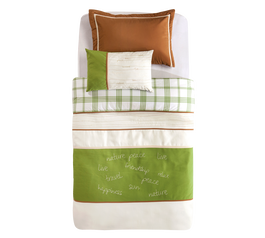 Set cuvertura pat copii si 1 perna decorativa Freedom White / Green