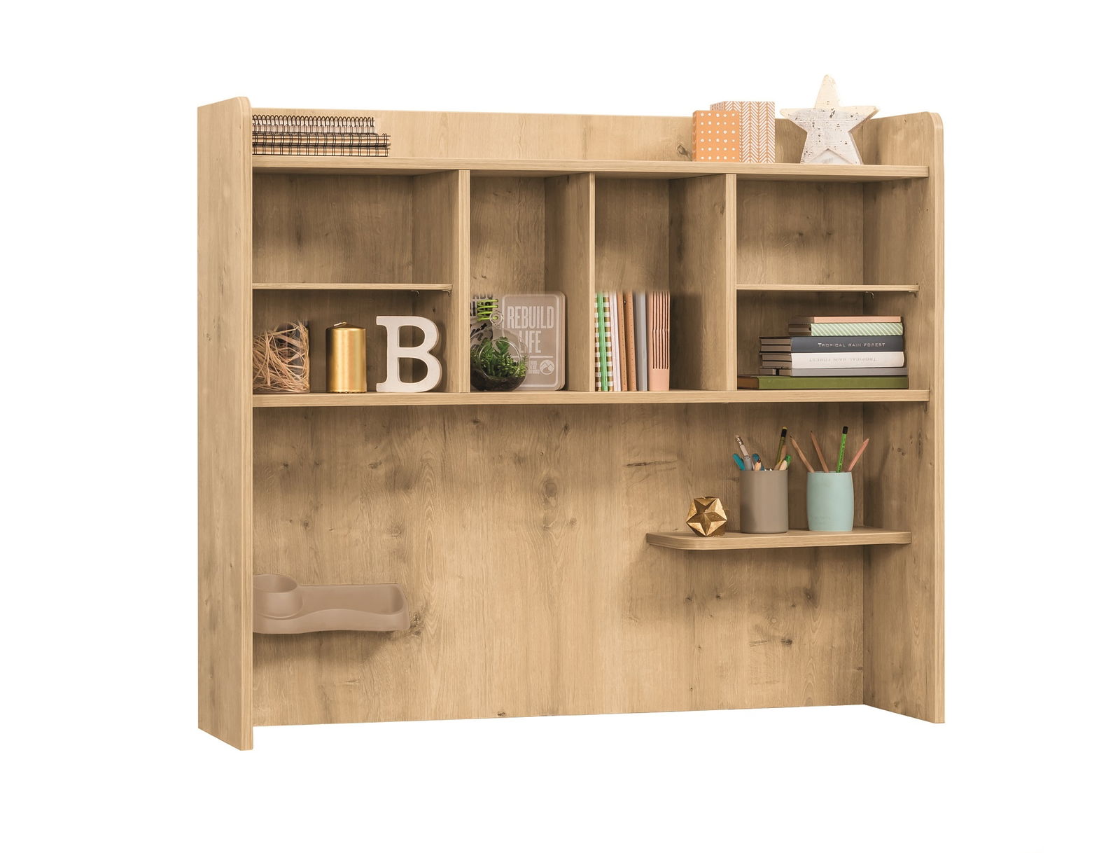 Biblioteca suspendata din pal, pentru tineret, Mocha Natur, l107xA28xH92 cm