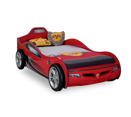 Pat din pal pentru copii Coupe Red, 190 x 90 cm