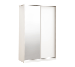 Dulap din pal cu 2 usi glisante si oglinda, pentru tineret White Small, l132xA59xH206 cm