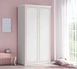 Dulap din pal cu 2 usi, pentru tineret Selena Pink Alb / Roz, l109xA61xH206 cm