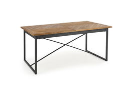 Masa extensibila din MDF, furnir si metal, Alvarado Stejar / Negru, L180-240xl90xH77 cm