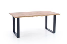 Masa extensibila din pal si metal, Vilmos Small Stejar Wotan / Negru, L135-185xl85xH74 cm