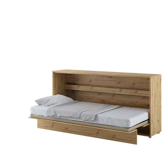 Pat rabatabil pe perete, cu mecanism pneumatic si somiera inclusa, Bed Concept Horizontal Stejar Artisan, 200 x 90 cm