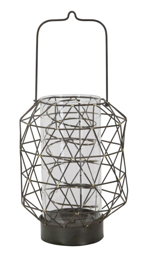 Felinar din metal si sticla Oxy B Negru, Ø20,5xH32,5 cm