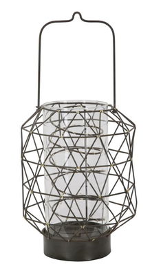 Felinar din metal si sticla Oxy B Negru, Ø20,5xH32,5 cm