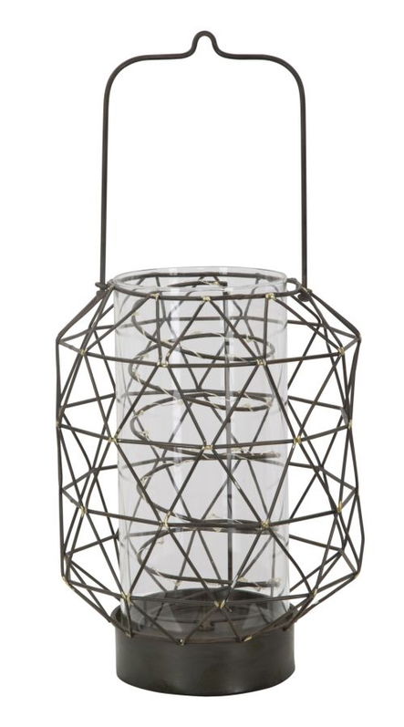 Felinar din metal si sticla Oxy B Negru, Ø20,5xH32,5 cm