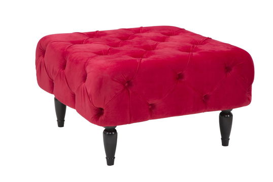Taburet tapitat cu stofa, cu picioare din MDF Brigitte Bordeaux, l74xA74xH43 cm