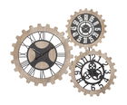 Ceas de perete Three Gears Natural / Negru, 93 x 74 cm