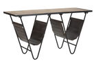 Masa din lemn de brad si metal, cu suport reviste Simply V Natural / Negru, L120xl43xH62,5 cm
