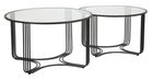 Set 2 mese de cafea din metal si sticla Dublino Negru, Ø81xH47 / Ø71xH43 cm