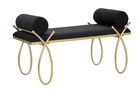 Banca tapitata cu stofa si picioare metalice Ribbon Negru / Auriu, l112,5xA49xH53 cm