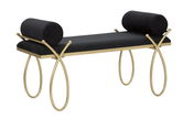 Banca tapitata cu stofa si picioare metalice Ribbon Negru / Auriu, l112,5xA49xH53 cm
