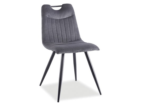 Scaun tapitat cu stofa si picioare metalice, Ortega Gri / Negru, l45xA40xH86 cm