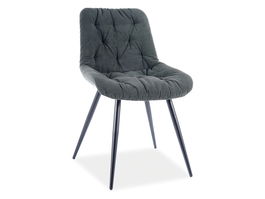 Scaun tapitat cu stofa si picioare metalice, Pasha Verde Inchis / Negru, l49xA43xH84 cm