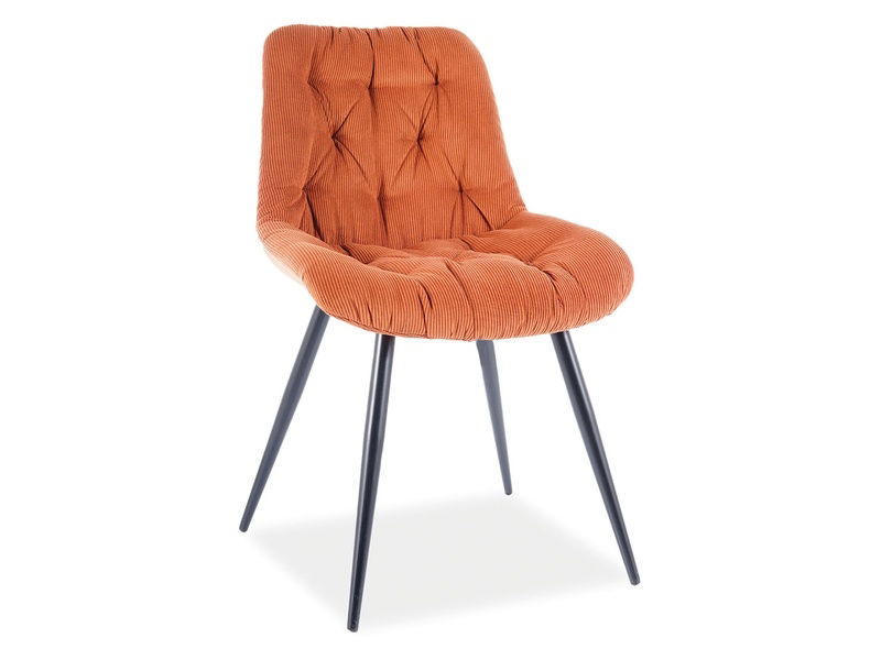 Scaun tapitat cu stofa si picioare metalice, Pasha Caramiziu / Negru, l49xA43xH84 cm