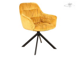 Scaun rotativ tapitat cu stofa si picioare metalice, Astrela Velvet Mustariu / Negru, l64xA45xH85 cm