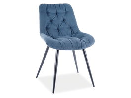 Scaun tapitat cu stofa si picioare metalice, Pasha Bleumarin / Negru, l49xA43xH84 cm