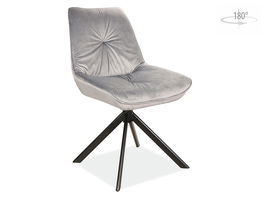 Scaun rotativ tapitat cu stofa si picioare metalice, Bogoda I Velvet Gri / Negru, l53xA45xH89 cm