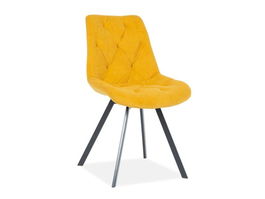 Scaun rotativ tapitat cu stofa si picioare metalice, Valiant Velvet Curry / Negru, l50xA43xH84 cm