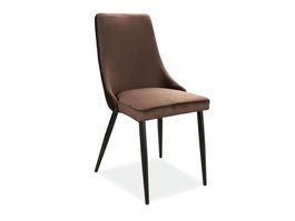 Scaun tapitat cu stofa si picioare metalice, Pirro B Velvet Maro / Negru, l47xA59xH93 cm
