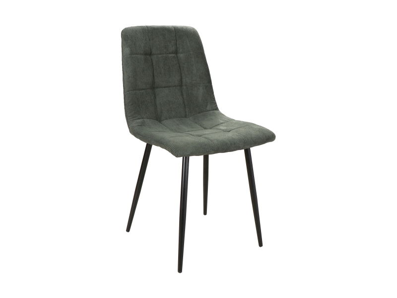 Scaun tapitat cu stofa si picioare metalice, Miley Verde Inchis / Negru, l45xA53xH86 cm