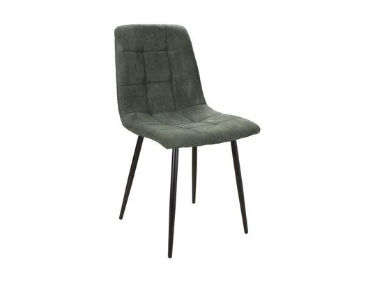Scaun tapitat cu stofa si picioare metalice, Miley Verde Inchis / Negru, l45xA53xH86 cm
