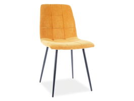 Scaun tapitat cu stofa si picioare metalice, Miley Curry / Negru, l45xA53xH86 cm