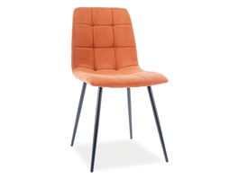 Scaun tapitat cu stofa si picioare metalice, Miley Caramiziu / Negru, l45xA53xH86 cm