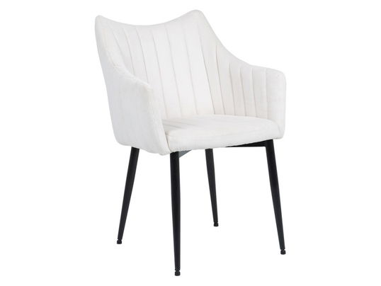 Scaun tapitat cu stofa si picioare metalice, Mantis Crem / Negru, l59xA46xH87 cm
