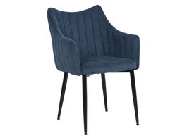 Scaun tapitat cu stofa si picioare metalice, Mantis Bleumarin / Negru, l59xA46xH87 cm