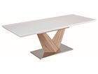 Masa extensibila din MDF si metal, Alric Alb / Stejar Sonoma, L140-200xl85xh75 cm