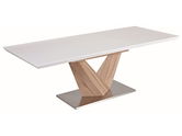 Masa extensibila din MDF si metal, Alric Alb / Stejar Sonoma, L140-200xl85xh75 cm