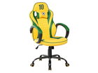 Scaun gaming tapitat cu piele ecologica, Braxton Galben / Verde, l62xA48xH109-119 cm