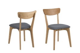 Set 2 scaune din lemn, tapitate cu stofa Taxi Gri Inchis / Stejar, l45xA49xH84 cm