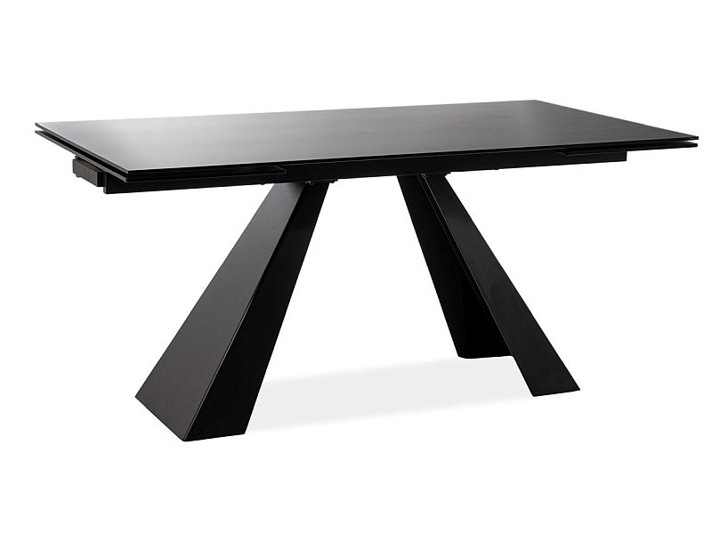 Masa extensibila din sticla si metal, Samael Negru Mat, L120-180xl80xH76 cm