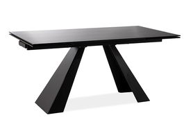 Masa extensibila din sticla si metal, Samael Negru Mat, L120-180xl80xH76 cm