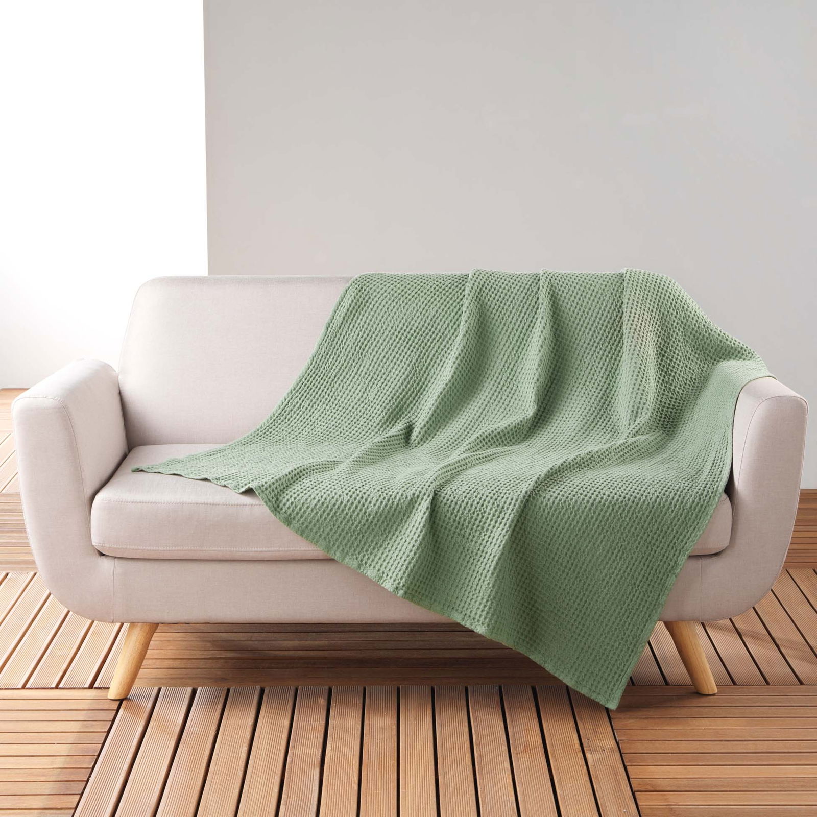 Patura decorativa Gaufrette Kaki, 125 x 150 cm