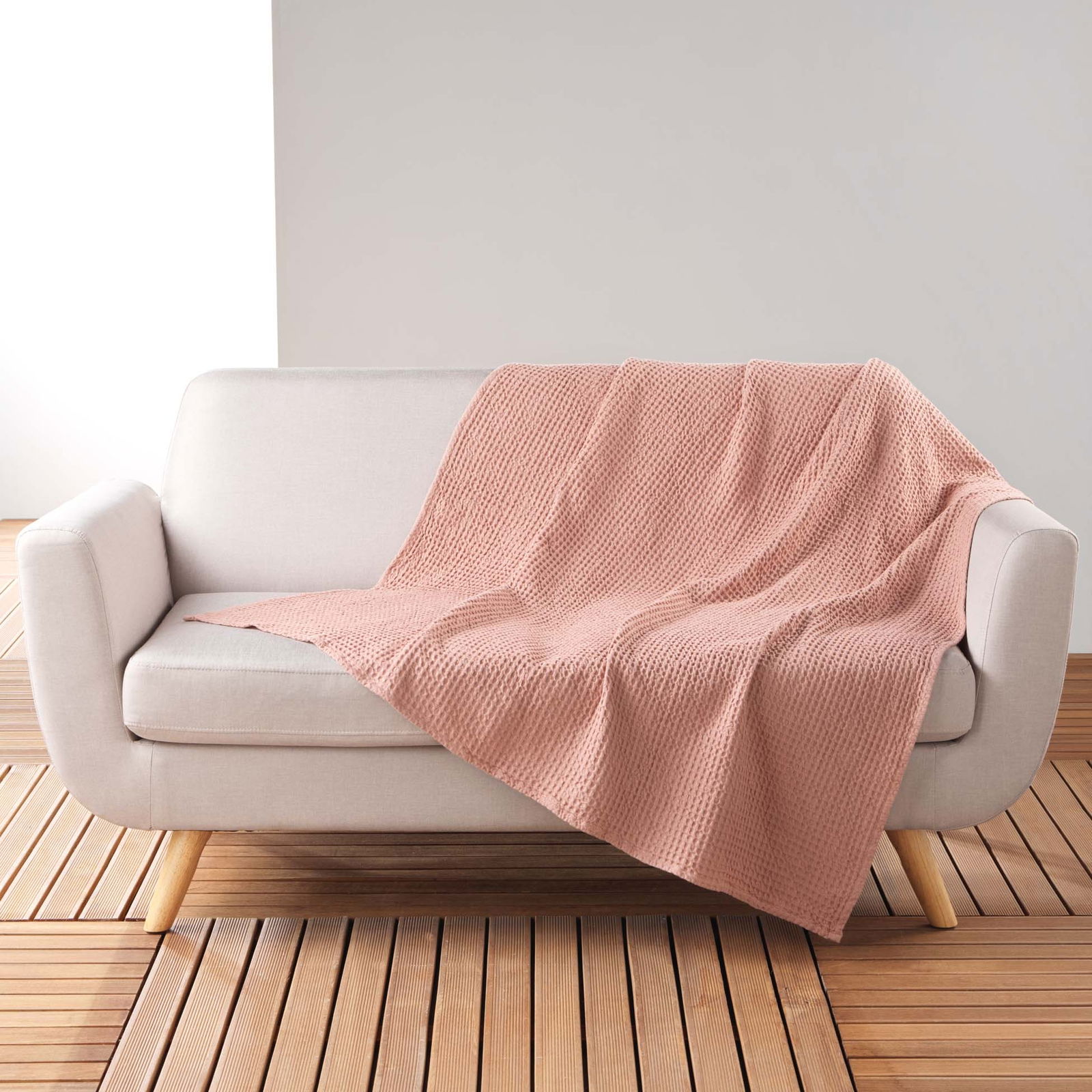 Patura decorativa Gaufrette Roz, 125 x 150 cm