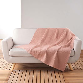Patura decorativa Gaufrette Roz, 125 x 150 cm