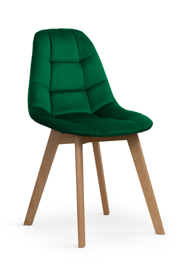 Scaun tapitat cu stofa, cu picioare din lemn Westa Velvet Green / Beech, l49xA52xH83 cm